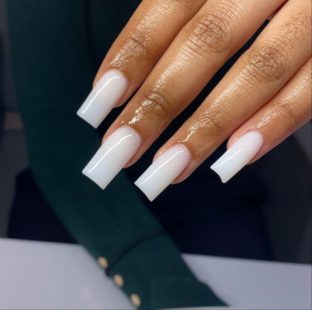 milky white nails