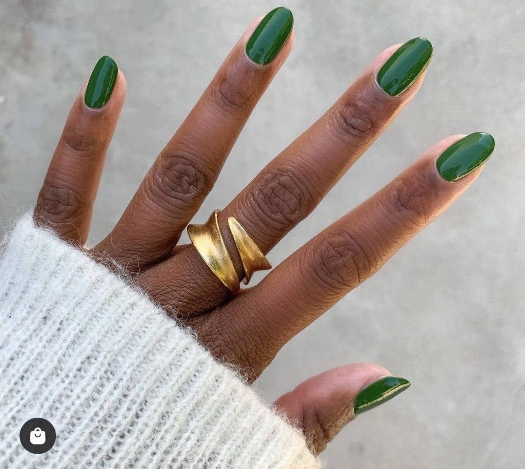 glossy green nails