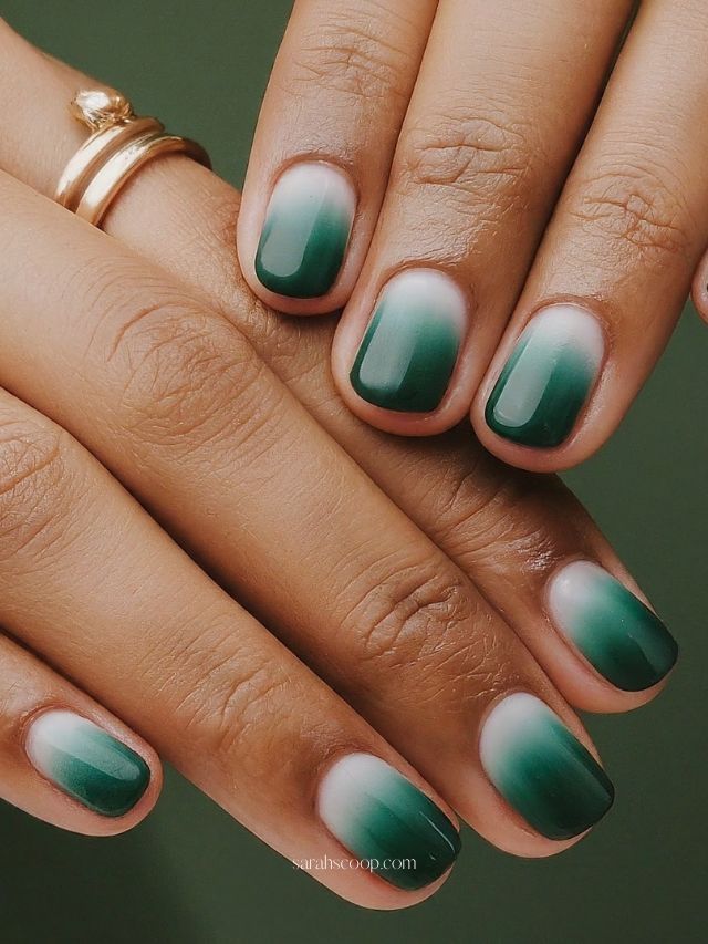 green and white ombre nails