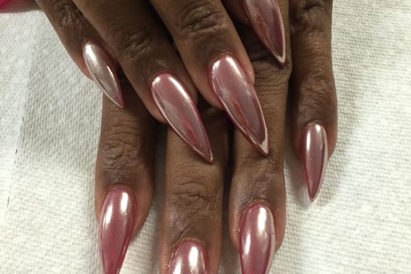 chrome nails for valentine