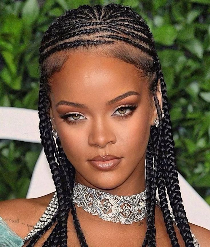 rihanna on cornrows braids