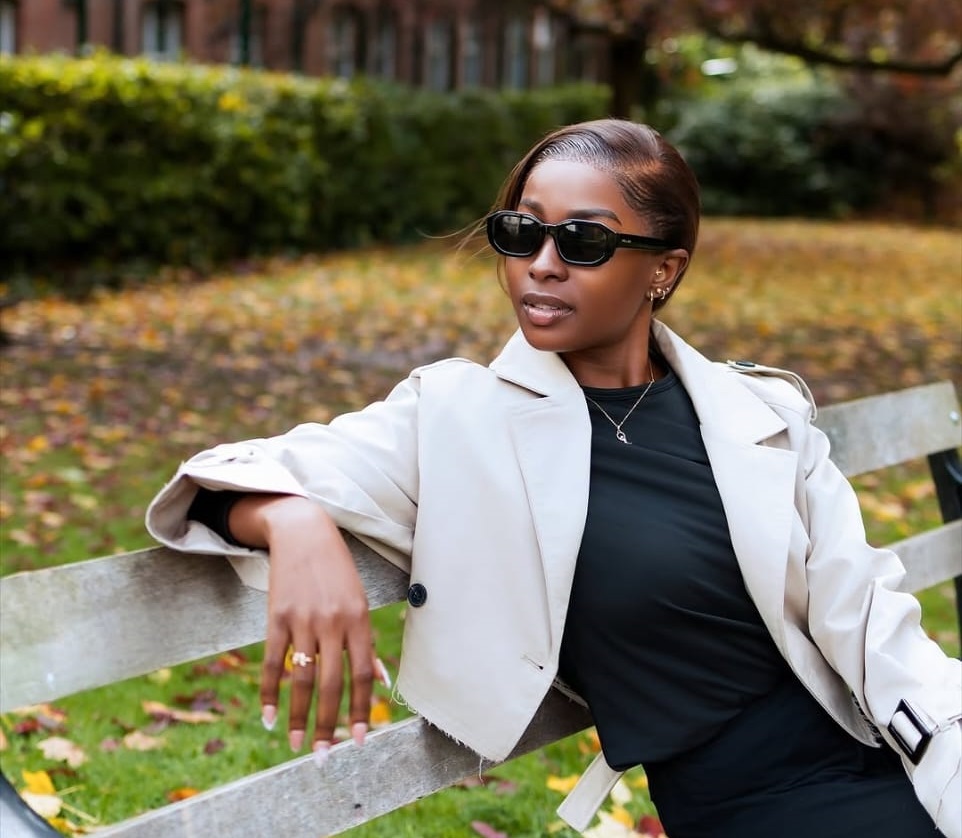 jemima osunde on nude colored blazers