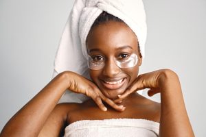 black woman skincare rainy seasom
